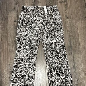 J. Crew Black and White Leopard Print Straight Leg Jeans